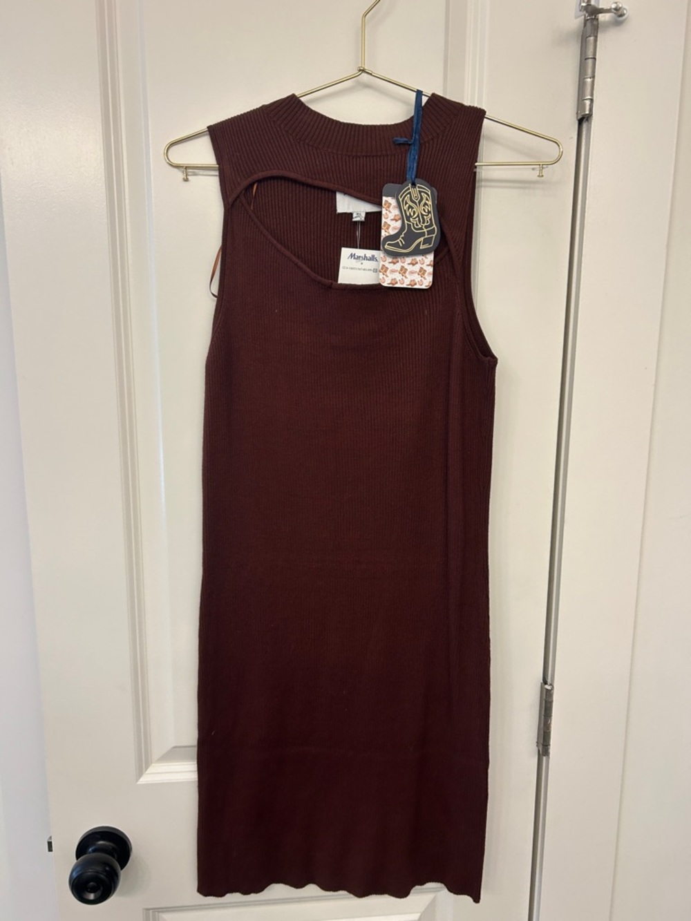 Marshalls Sleeveless Ribbed Midi Dress - Deep Wine